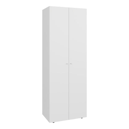 2 Doors Closet System Armoire, Hanging Rod and Storage Shelf, Modern Armoire for Bedroom Organization Storage, White