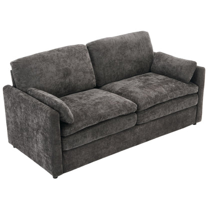 68.1-Inch Grey Cloud-Style Loveseat Sofa Double-Layer Cushion Chenille Couch with Detachable Lumbar Pillow
