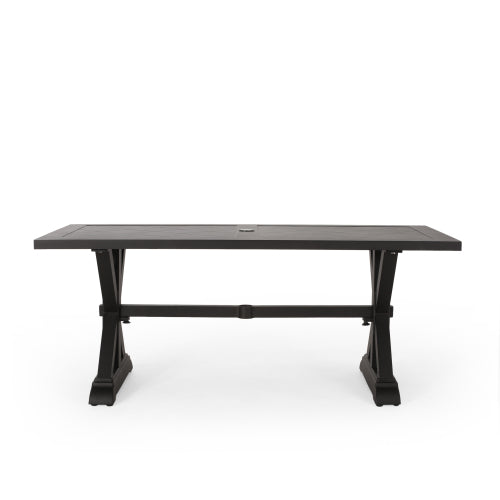 Outdoor Dining Table, Antique Matte Black