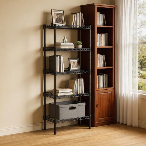 5-Tier Adjustable Metal Wire Shelving Unit for Small Spaces
