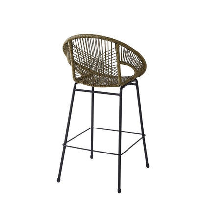 Ferrara Outdoor Patio Green Faux Wicker Barstool, Set of 2
