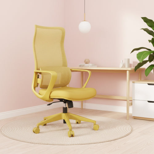Modern EErgonomic Colorful Office Chair 300lb (About 149.7kg) Home Office Mesh Breathable High Back, With Adjustable Lumbar Support Computer Chair, Integrated Molded Foam Seat Cushion, Fireproof (Yellow) xecutive Mesh Office Task Chair Ergonomic Design