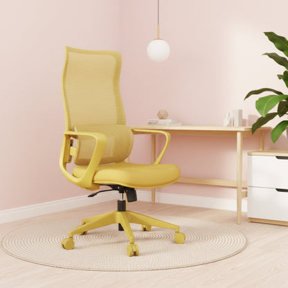 Modern EErgonomic Colorful Office Chair 300lb (About 149.7kg) Home Office Mesh Breathable High Back, With Adjustable Lumbar Support Computer Chair, Integrated Molded Foam Seat Cushion, Fireproof (Yellow) xecutive Mesh Office Task Chair Ergonomic Design