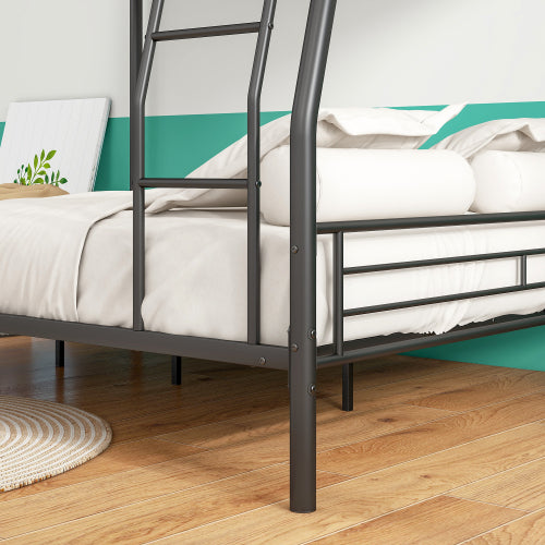 Heavy Duty Metal Bunk Bed Full Over Queen Bunk Bed Frame for Adults, Noise Free Frames, No Boxing Spring Needed