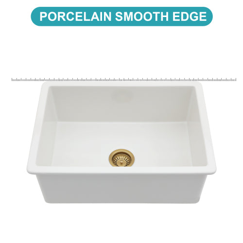 27"x19"x10" Undermount Single Bowl Fireclay Kitchen Sink - Dual Mount White Porcelain Fireclay Rectangular Deep Single Bowl Sink Basin