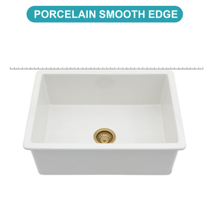 27"x19"x10" Undermount Single Bowl Fireclay Kitchen Sink - Dual Mount White Porcelain Fireclay Rectangular Deep Single Bowl Sink Basin