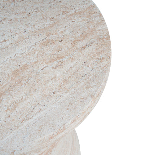 Outdoor/Indoor Lightweight Concrete Side Table,Travertine Finish