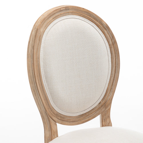 Wood Dining Chairs with Linen Upholstered Backs, Set of 2, Beige