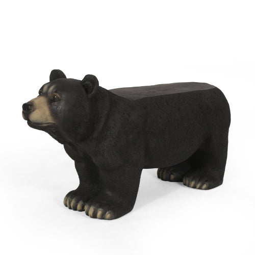 BEAR BENCH, Concrete Outdoor Bench, Outdoor Bench, Matte Black + Black