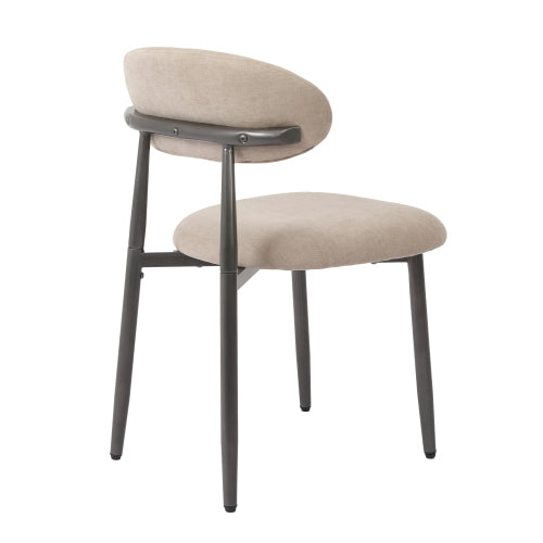 Modern Fabric Upholstered Metal Dining Side Chairs with Foot Pegs, Set of 2, Camel