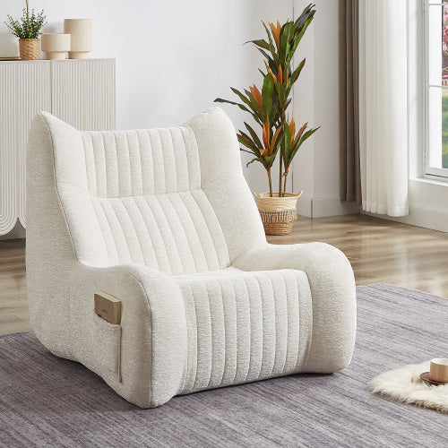 Adult Oversized Chenille Bean Bag Chair with Armrests, Floor Lazy Sofa