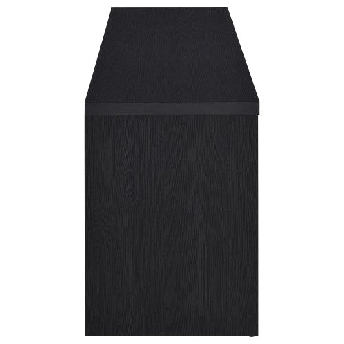Black 78 Inch Modern 2-Door TV Media Console with Central Drawer & Open Shelf