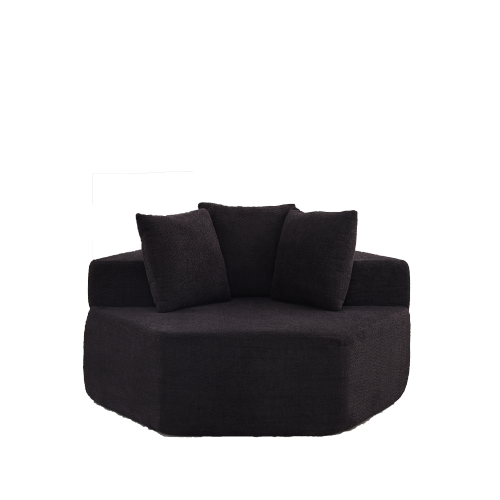 54 inch  Hexagonal Modular Chenille Lounge Chair, Compressed Shipping, 3 Pillows