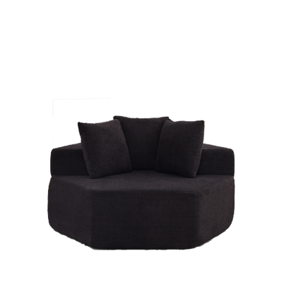 54 inch  Hexagonal Modular Chenille Lounge Chair, Compressed Shipping, 3 Pillows