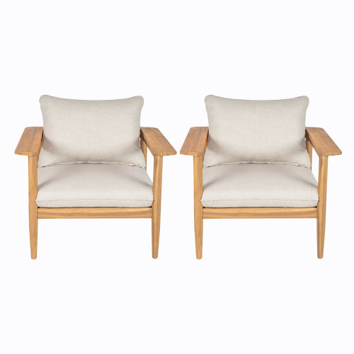 Terassi Outdoor Acacia Wood Lounge Chair, Set of 2