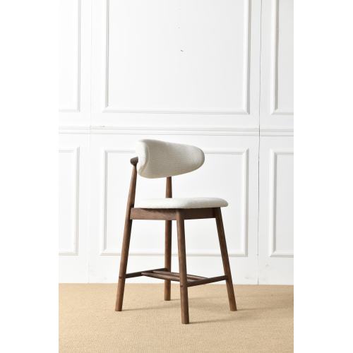 Solid Ash Wood Counter Stools with Upholstered Seats, Set of 2, Walnut