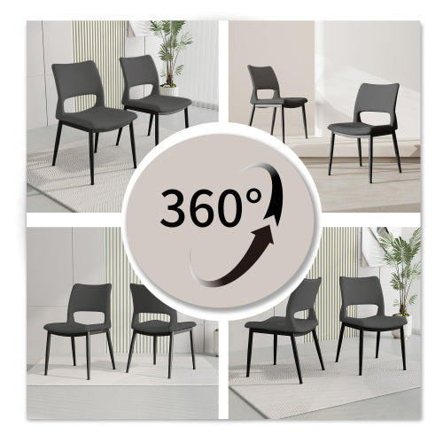 Modern Grey PU Leather Dining Chairs Set of 2 with Metal Legs for Kitchen, Restaurant and Office