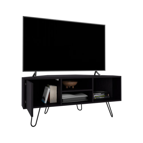 Corner Minimalist TV Stand with 3 Open Shelves & Single Door Storage Cabinet for Bedroom Living Room