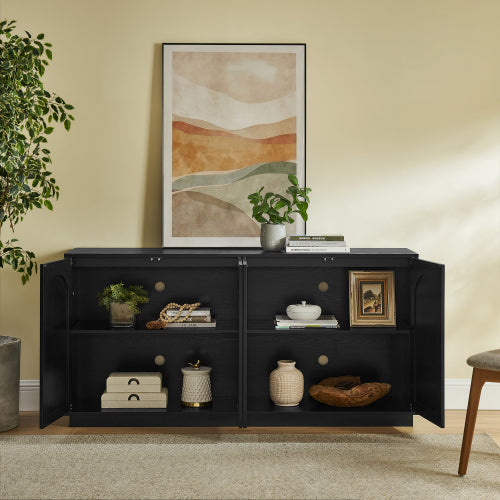 Modern 64 inch TV Stand with Magnetic Doors and Adjustable Storage