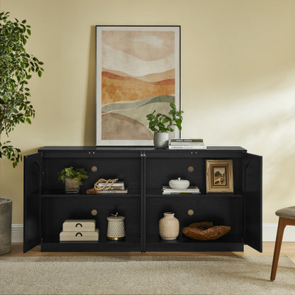 Modern 64 inch TV Stand with Magnetic Doors and Adjustable Storage