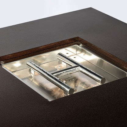 28" Propane Gas Fire Pit Table, 50000 BTU Square Steel Fire Pit for Outside Patio Deck Garden Courtyard-Brown