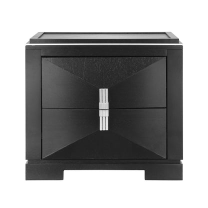 Mid-Century Modern Nightstand, 2 Drawers Wide Sofa Side Table,Wood Diamond Shaped End Table with Storage,Closet with Heavy Duty Base,Small Bedside Table for Bedroom,Living Room,Entrance,Black