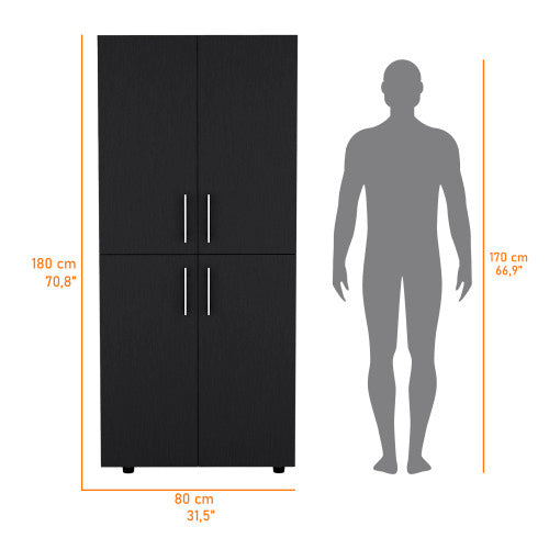 Armoire in melamine with 2 doors , 4 shelves and 2 clothes hanging bar
