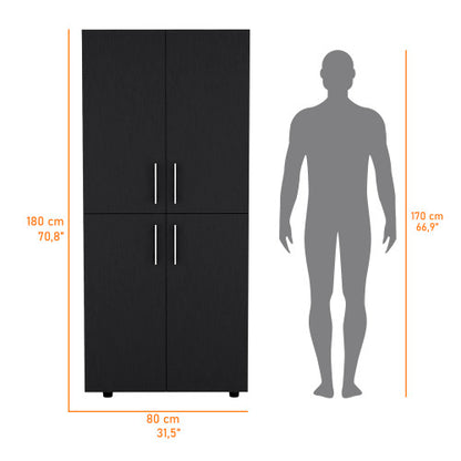 Armoire in melamine with 2 doors , 4 shelves and 2 clothes hanging bar