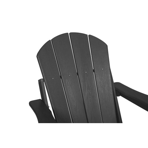 HDPE Folding Chair with Dual Cup Holder - Composite Chair with Wood Texture- Gray