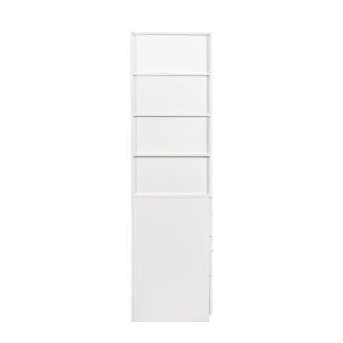 Tall Display Storage Cabinet with Shelves and Side Drawers
