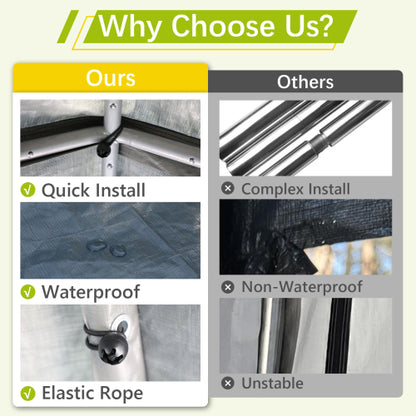 10x10ft Outdoor Storage Shed, All-Weather Garden Shelter with Waterproof UV-Resistant Cover, Multi-Functional Utility Cabin for Bicycle, Tool, Wood Storage, Easy Assembly"