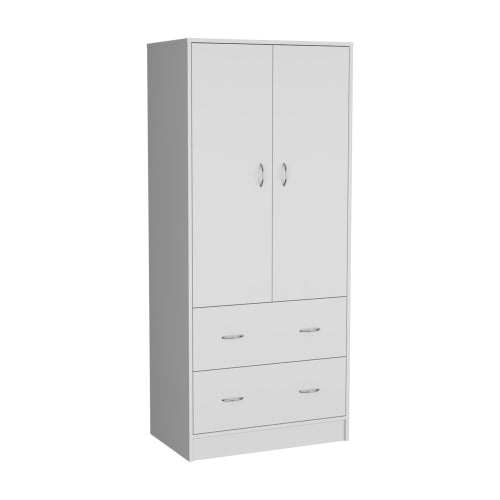 2-Doors 2-Drawers Armoire White