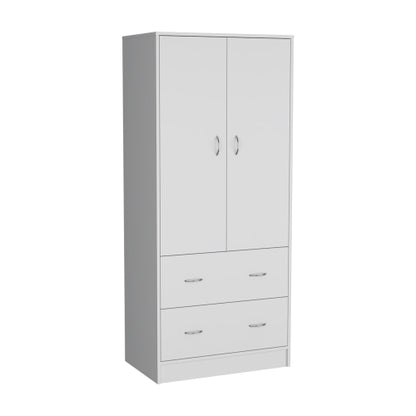 2-Doors 2-Drawers Armoire White