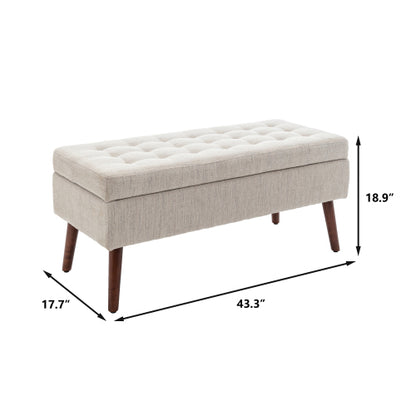 Storage Bench with Storage Bench for Bedroom End of Bed Bench Foot of Bed Bench Entryway Bench Storage Ottoman Bench 43.7inch  W x 18.1inch  D Off White Bench