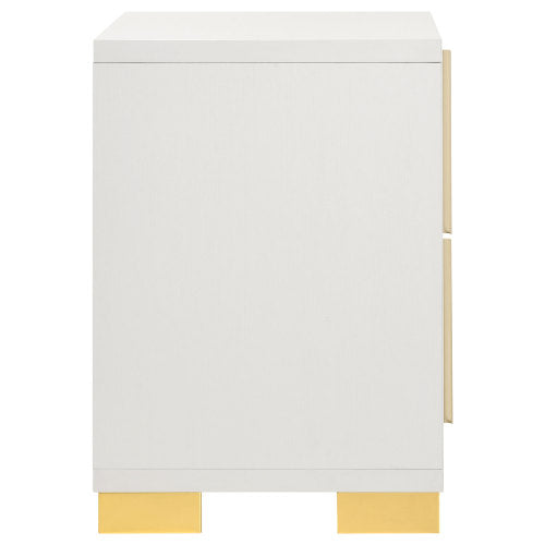 White Art Deco 2-Drawer Nightstand