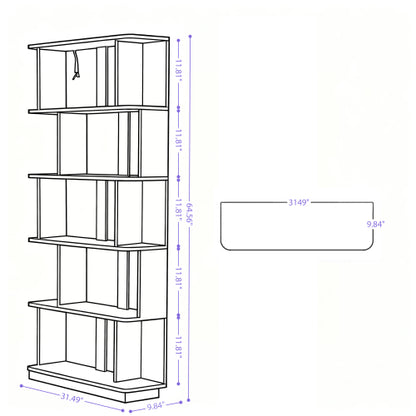 64.56 Inch 5-Tier Open MDF Bookshelf Free Combination Anti-Tip Design Multi-Color Household Display Shelf