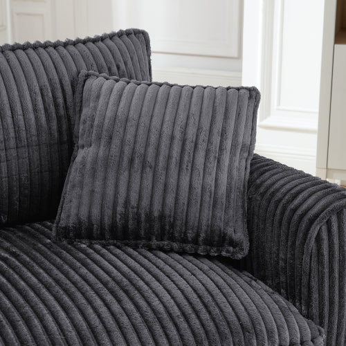 Grey Retro Corduroy Ergonomic Lazy Single Sofa Chair with Dual Armrests