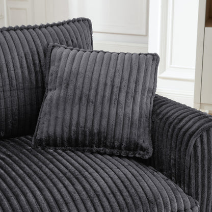 Grey Retro Corduroy Ergonomic Lazy Single Sofa Chair with Dual Armrests