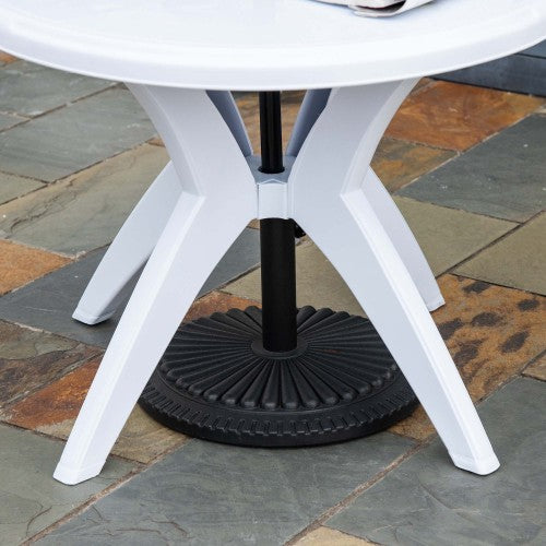 36.25inch   Dia Round Plastic Patio Table with Umbrella Hole, Outdoor Bistro Dining Table, for Bar, Garden, Backyard, Poolside, Yard, White