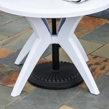 36.25inch   Dia Round Plastic Patio Table with Umbrella Hole, Outdoor Bistro Dining Table, for Bar, Garden, Backyard, Poolside, Yard, White