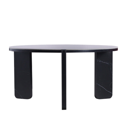Set of 2 Round Nesting Coffee Tables, White Sintered Stone Top & MDF Frame, 32.68inch +16.93inch  for Small Spaces