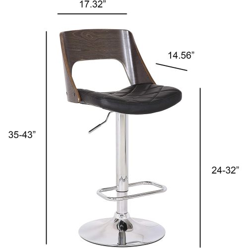 Modern Stylish Wood Back Adjustable Swivel Bar Stool with Diamond Quilted Finish Curved Seat and Back, Weathered Oak