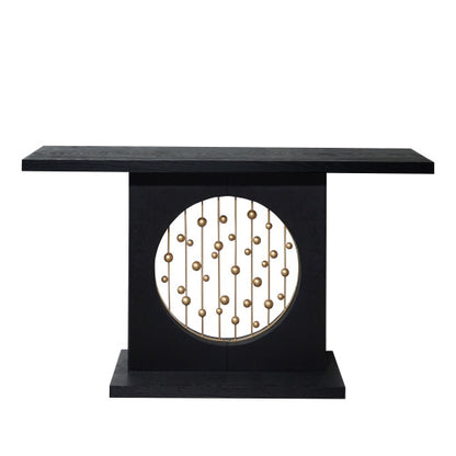 Modern Black Console Table with Gold Accent, Decorative Entryway Table,56in Wood Console Table, Narrow Sofa Table for Entrance, Living Room, Hallway