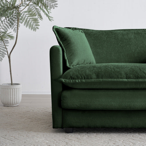 Green Chenille Modular Ottoman Footrest, Mix & Match for 2 3 4 Seater Sectional Sofa