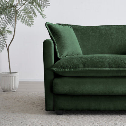 Green Chenille Modular Ottoman Footrest, Mix & Match for 2 3 4 Seater Sectional Sofa