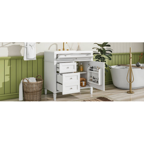 36'' Bathroom Vanity with Top Sink, Modern Bathroom Storage Cabinet with 2 Drawers and a Tip-out Drawer, Single Sink Bathroom Vanity