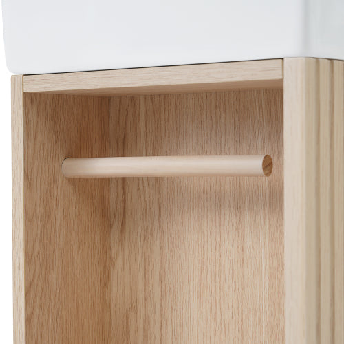 18.6" Bathroom Vanity with Sink, Bathroom Vanity Cabinet with Two-tier Shelf, Left or Right Orientation, Natural (Old Sku:WF308491AAN)