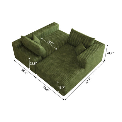 103 inch  Green L-Shape Cloud Deep-Seat Corner Sectional Sofa, No Assembly