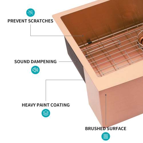 36 Rose Gold Farmhouse Sink - 36 Inch Kitchen Sink Stainless Steel 16 gauge Apron Front Kitchen Sink