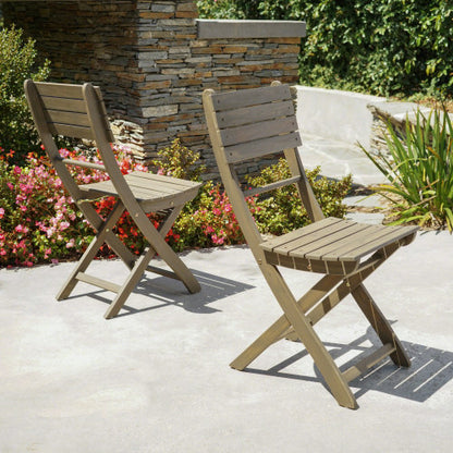 Outdoor Acacia Wood Folding Dining Chair (Set of 2),Grey